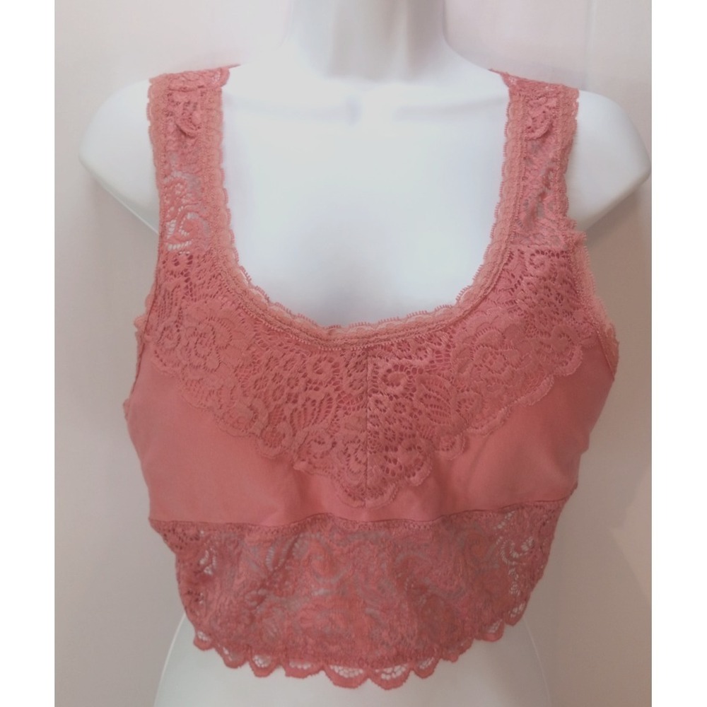 Zenana Outfitters Lace Bralette, Women's Bra, Rose Pink, 2X-3X